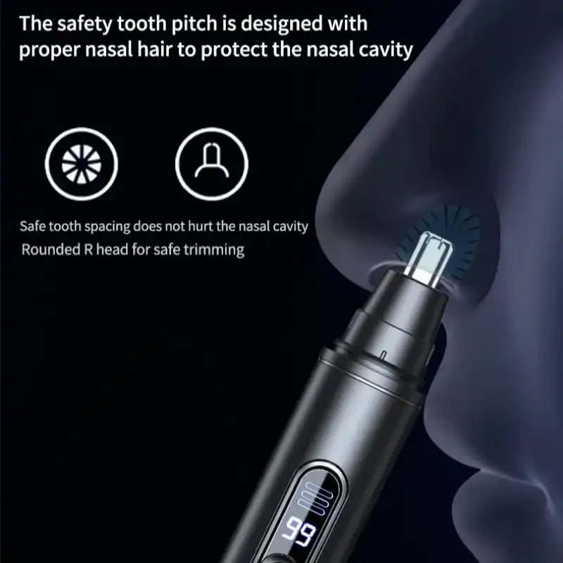 HOMEFISH Men's Electric Nose Hair Trimmer USB Rechargeable Painless Nose Ear Eyebrow Hair Remover Portable Mini Clipper