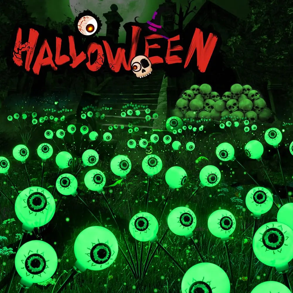 Halloween Eyeball Stake Lights - Green LED Set