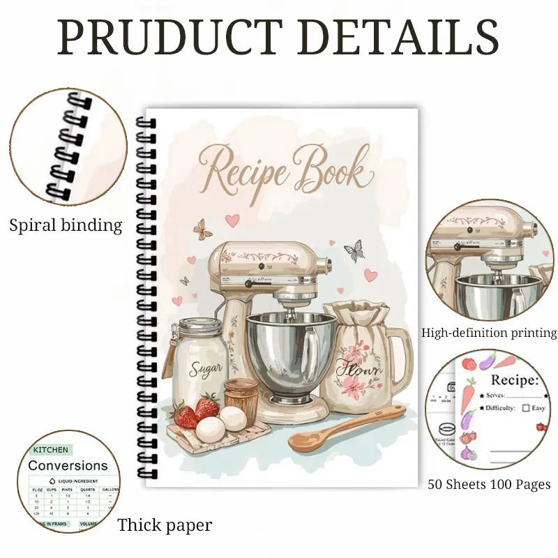 Recipe Journal 100 Sheets Blank Cookbook Handwritten Planner For Daily Meal Prep Baking Cooking Beginners Save Homemade Recipes