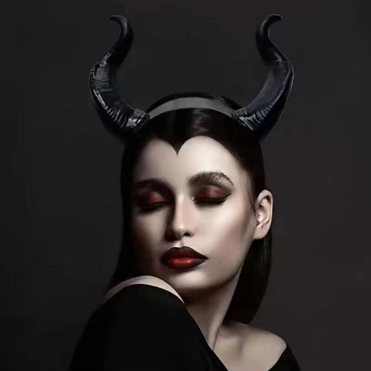 Demon Horns Headpiece - Black Gothic Headdress