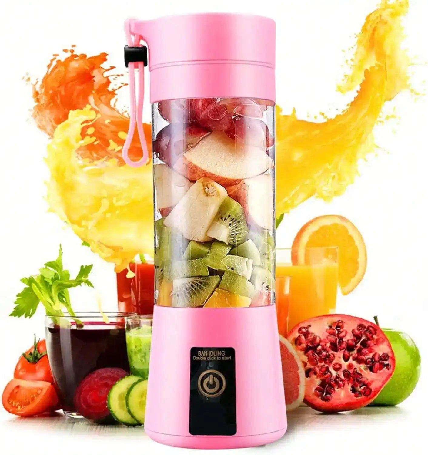 12 Blades Portable USB Charging Juicer, 500ML Mini Personal Blender, Electric Smoothie Juice Maker, Compact Rechargeable Mixer for Shakes, Fruit Vegetable Drinks, Travel Home Office Outdoor Use