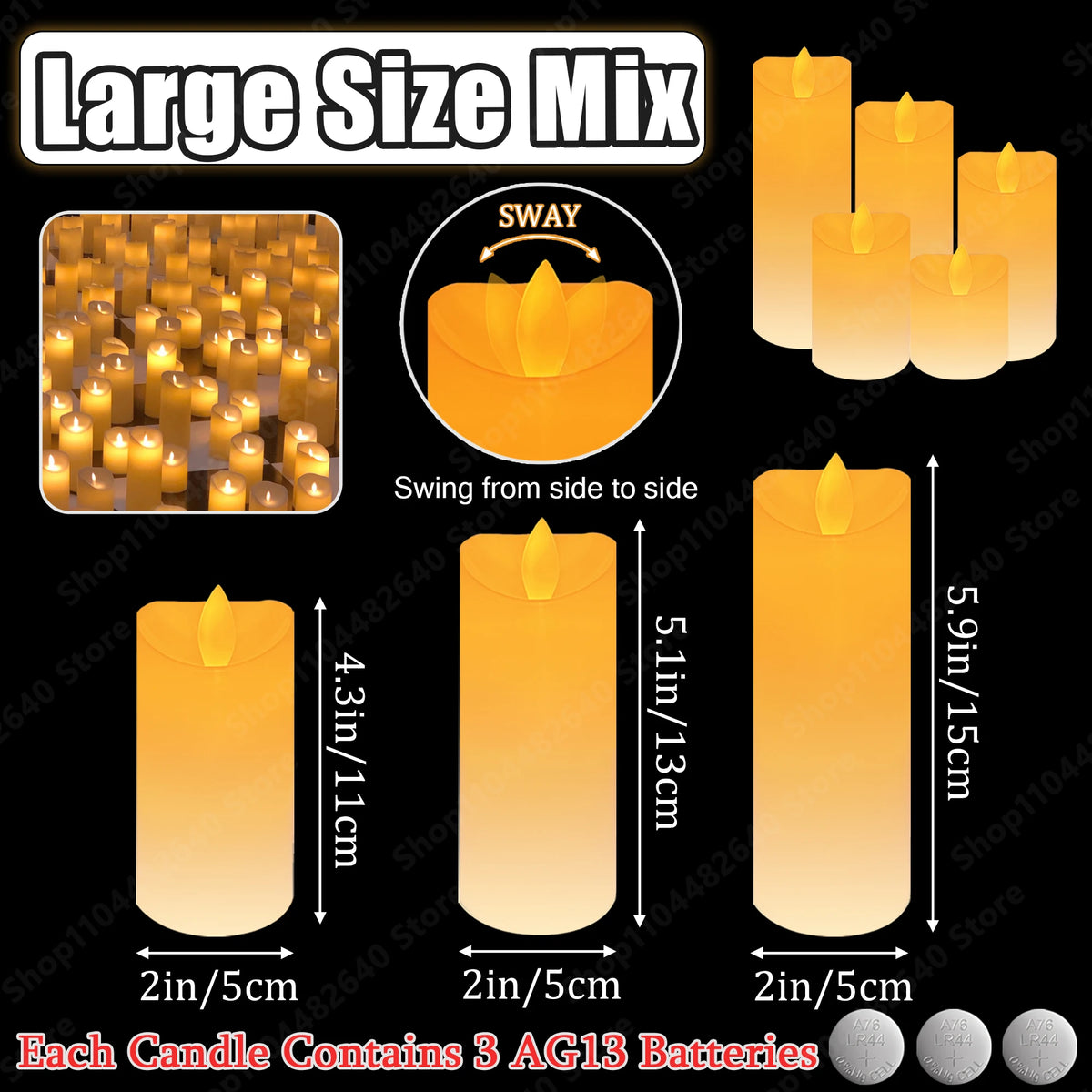9-72Pcs Flameless Candles Flickering LED Candles Dancing Flames Battrty Operated Wedding Candlelight Concert Dinner Home Decor