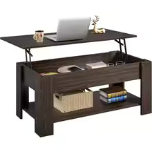 Lit Top Coee Table with Hidden Comparent and Storage Shel, Tabletop Dining Table or Living Room Retion Room, 47.2in L,