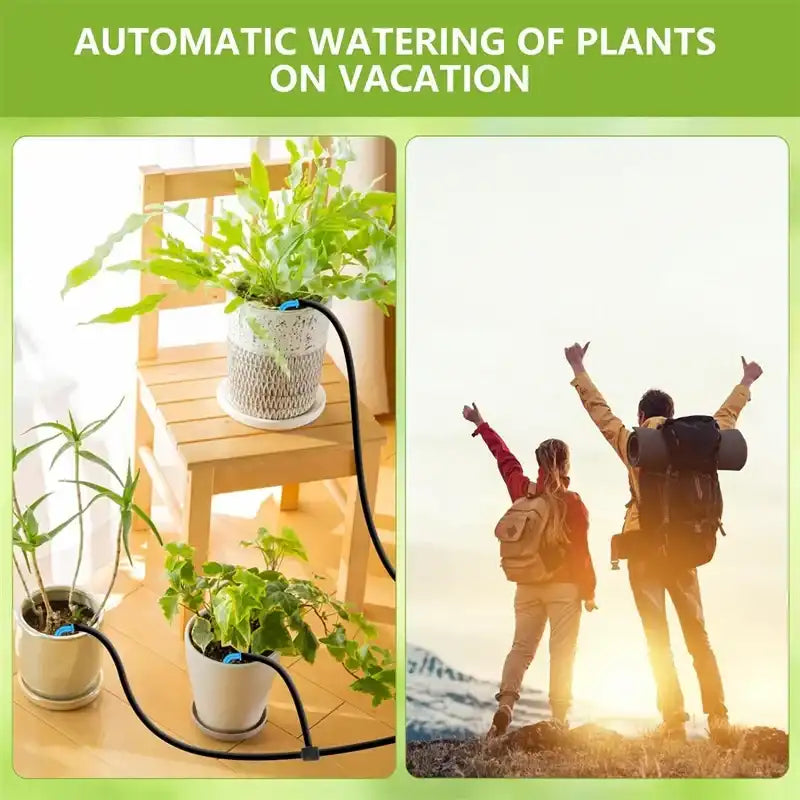 Garden Irrigation Controller with Timed Automatic Watering Device Built-in 1800mAh Battery Plant Watering System USB Charging