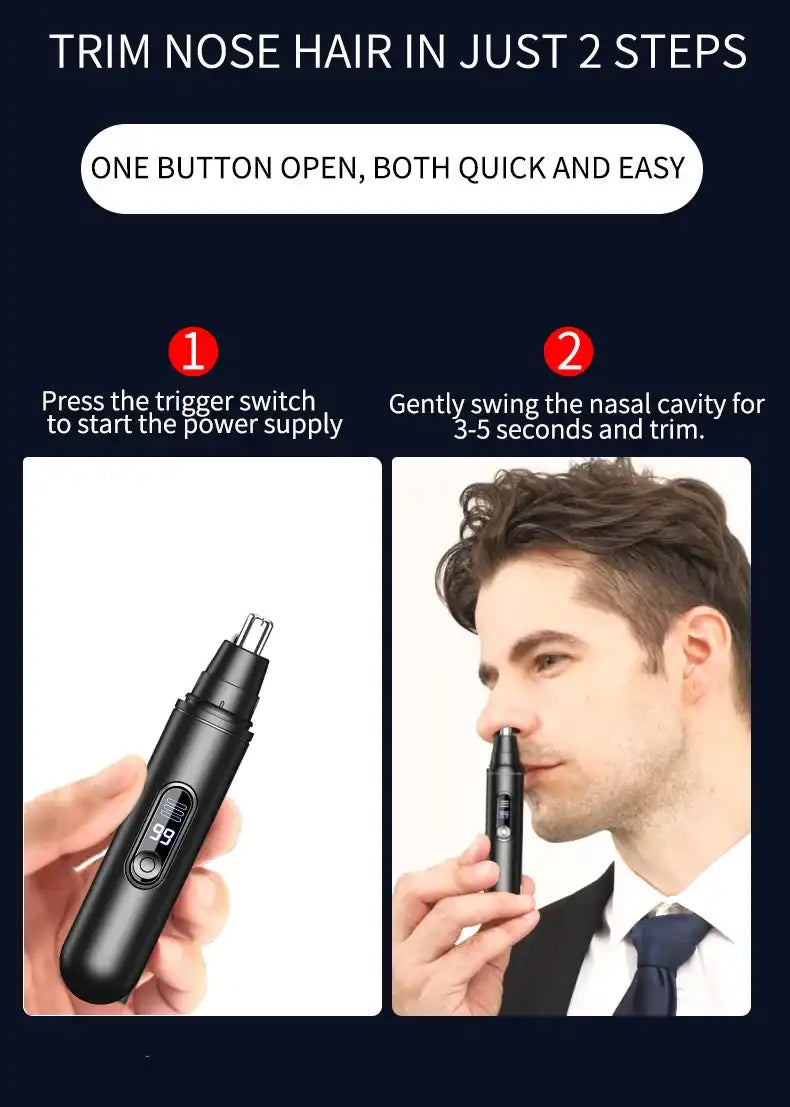 HOMEFISH Men's Electric Nose Hair Trimmer USB Rechargeable Painless Nose Ear Eyebrow Hair Remover Portable Mini Clipper