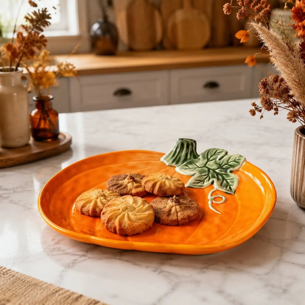 Pumpkin Shaped Plates Thanksgiving Serving Platter Fall Harvest Tray Decoration Salad Dessert Turkey Dish for Thanksgiving Party