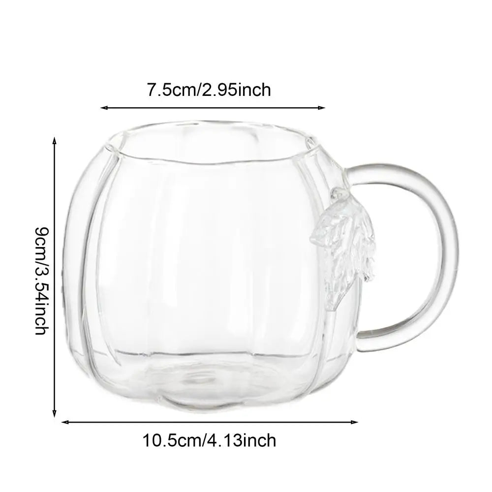 550ml Pumpkin Cup Glass Autumn Pumpkin-Shaped Tea Cup Thanksgiving Glass Tea Mug For Milk Whiskey Water Picnic Home Party