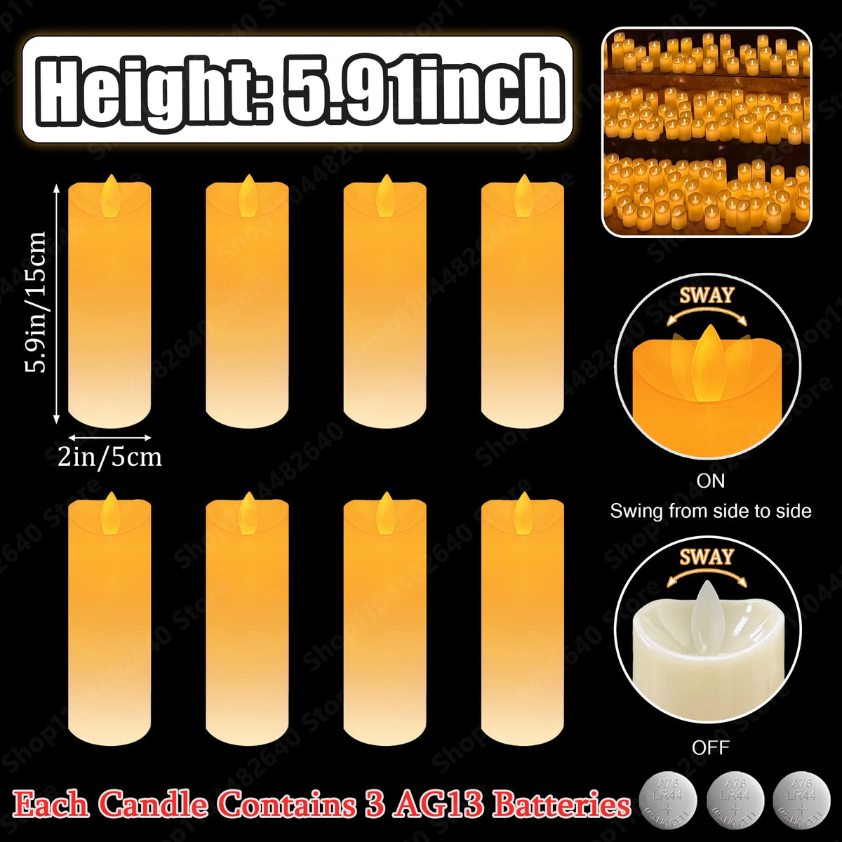 9-72Pcs Flameless Candles Flickering LED Candles Dancing Flames Battrty Operated Wedding Candlelight Concert Dinner Home Decor