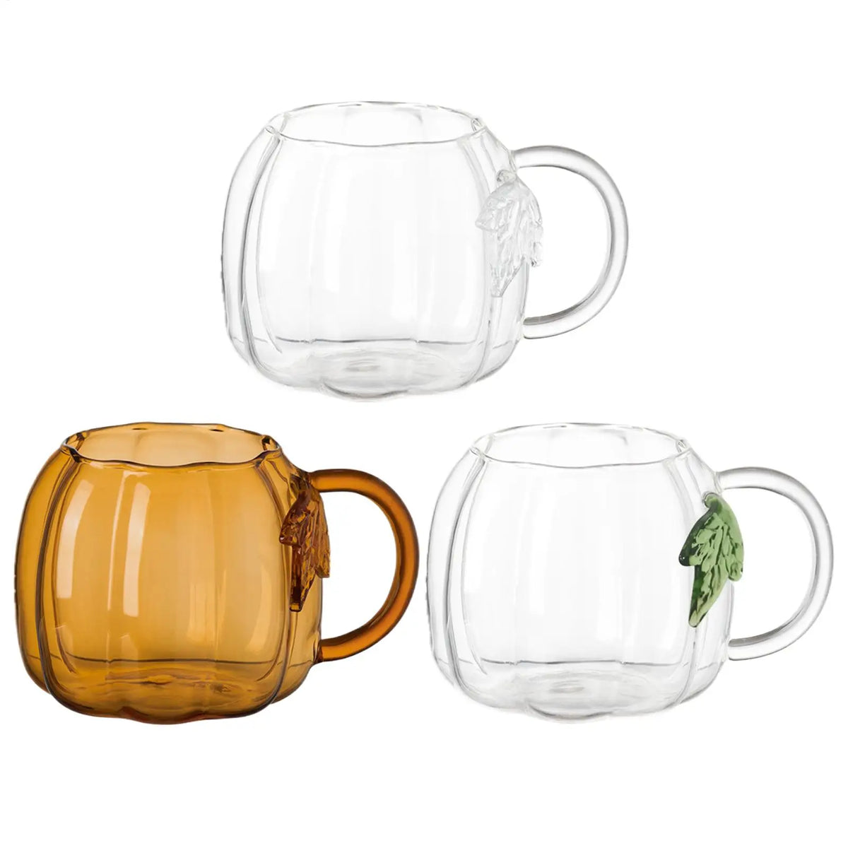 550ml Pumpkin Cup Glass Autumn Pumpkin-Shaped Tea Cup Thanksgiving Glass Tea Mug For Milk Whiskey Water Picnic Home Party