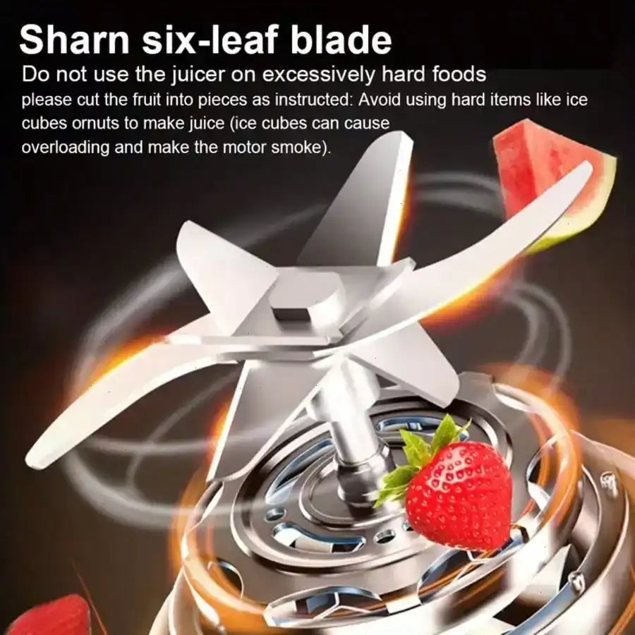 12 Blades Portable USB Charging Juicer, 500ML Mini Personal Blender, Electric Smoothie Juice Maker, Compact Rechargeable Mixer for Shakes, Fruit Vegetable Drinks, Travel Home Office Outdoor Use