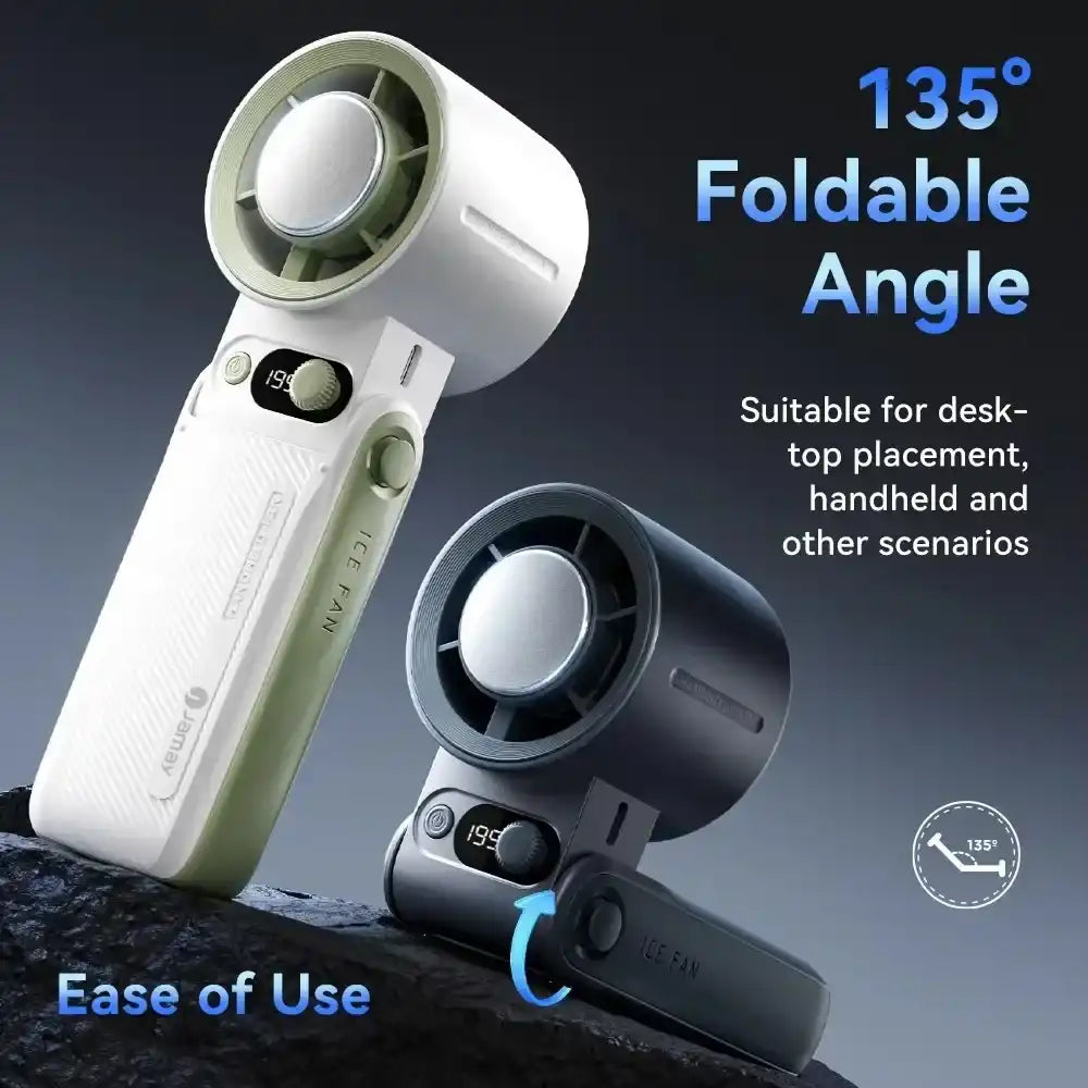 Portable Handheld Turbo Fan with 199 Gear Levels Strong Wind Speed LED Digital Display 135°Foldable 3-in-1 Outdoor Use 8000mAh F