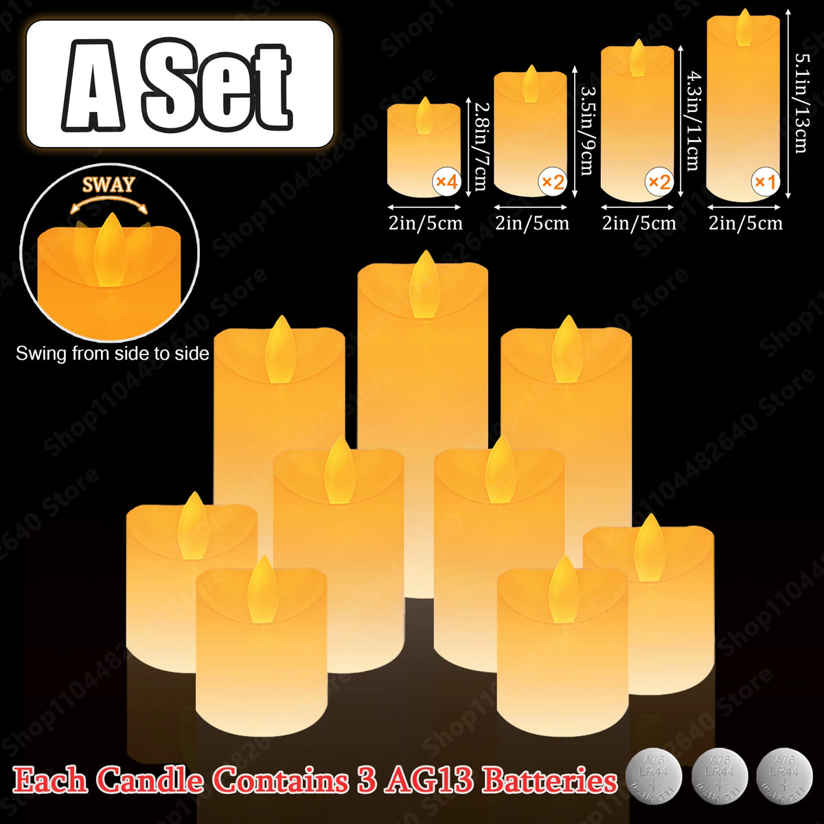 9-72Pcs Flameless Candles Flickering LED Candles Dancing Flames Battrty Operated Wedding Candlelight Concert Dinner Home Decor