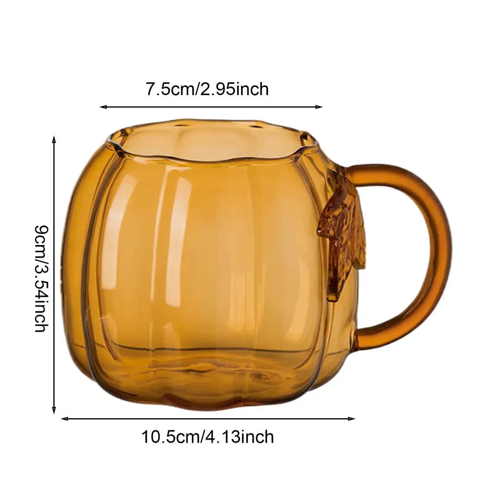 550ml Pumpkin Cup Glass Autumn Pumpkin-Shaped Tea Cup Thanksgiving Glass Tea Mug For Milk Whiskey Water Picnic Home Party