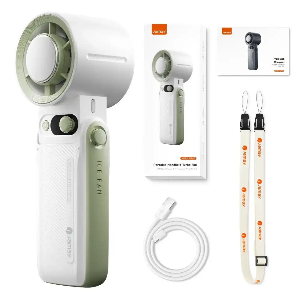 Portable Handheld Turbo Fan with 199 Gear Levels Strong Wind Speed LED Digital Display 135°Foldable 3-in-1 Outdoor Use 8000mAh F