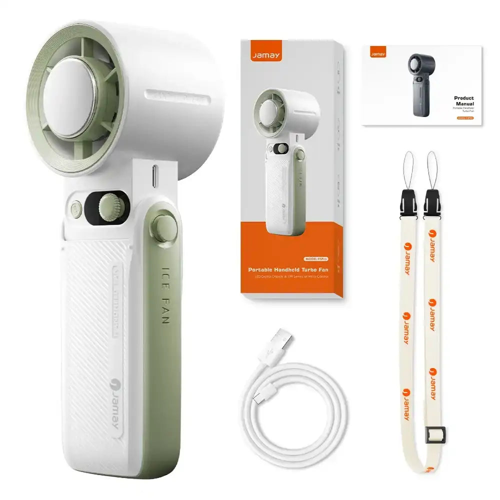 Portable Handheld Turbo Fan with 199 Gear Levels Strong Wind Speed LED Digital Display 135°Foldable 3-in-1 Outdoor Use 8000mAh F