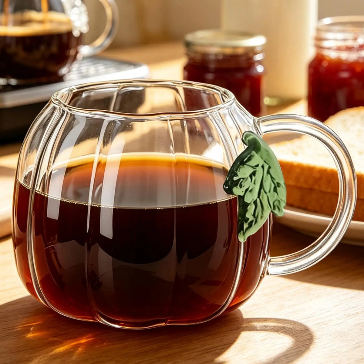 550ml Pumpkin Cup Glass Autumn Pumpkin-Shaped Tea Cup Thanksgiving Glass Tea Mug For Milk Whiskey Water Picnic Home Party
