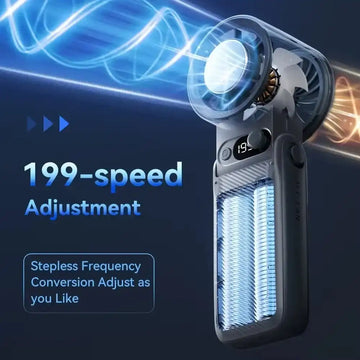 Portable Handheld Turbo Fan with 199 Gear Levels Strong Wind Speed LED Digital Display 135°Foldable 3-in-1 Outdoor Use 8000mAh F