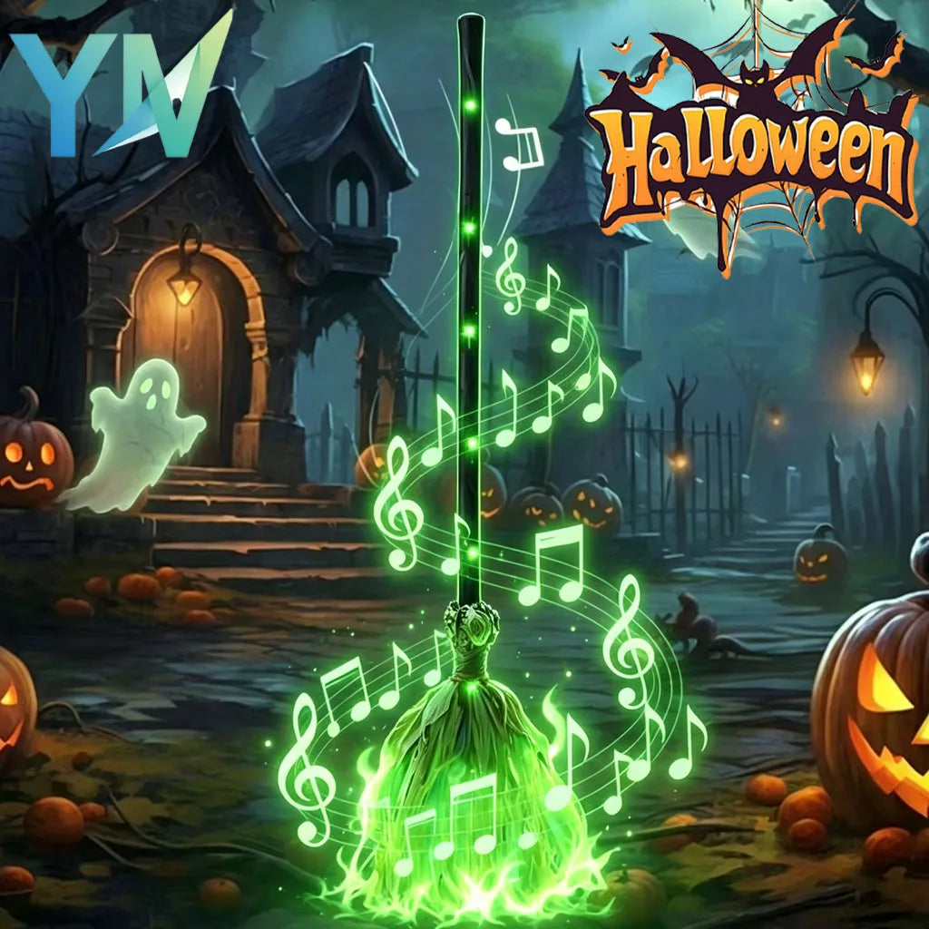 Animated Witch Broom - Walks, Glows & Talks
