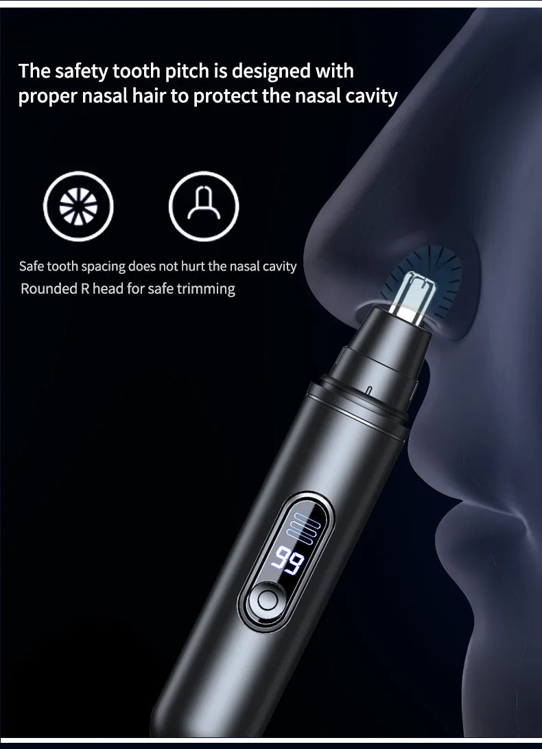 HOMEFISH Men's Electric Nose Hair Trimmer USB Rechargeable Painless Nose Ear Eyebrow Hair Remover Portable Mini Clipper