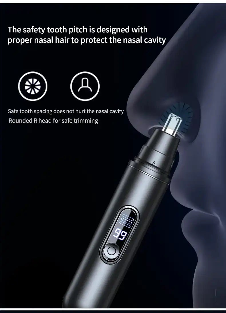 HOMEFISH Men's Electric Nose Hair Trimmer USB Rechargeable Painless Nose Ear Eyebrow Hair Remover Portable Mini Clipper