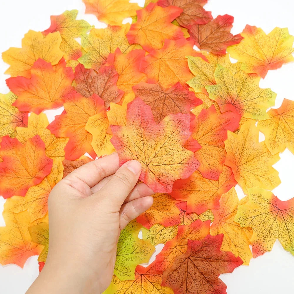 Thanksgiving Decorations Artificial Pumpkins Maple Leaf Set Autumn Harvest Wedding Home Table Decor Halloween Party Supplies