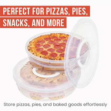 MOPHE-Reusable 12-Inch Pie Carrier With Lid And Divider, 2-Pack Expandable Pizza Storage Container With Handle