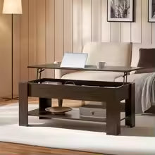 Lit Top Coee Table with Hidden Comparent and Storage Shel, Tabletop Dining Table or Living Room Retion Room, 47.2in L,