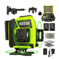 SEESE 12-Line Green Laser Level 3x360° Self-Leveling, Remote Control, Dual Batteries, Full Accessories for Tile, Cabinet & Home Improvement ,Gift for Thanksgiving,Christmas,New Year