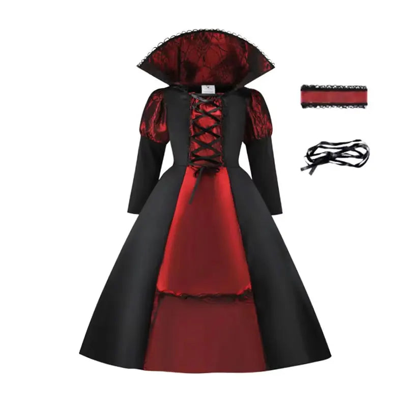 girls-vampire-dress-gloves-set-red-black-zaranss-mart